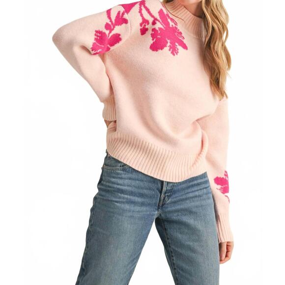 NEW &MERCI mock neck floral sweater in pink - Picture 3 of 5